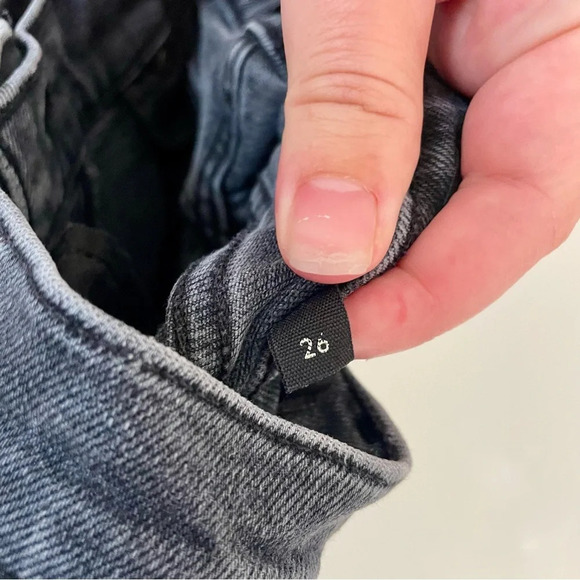 Denim Forum Arlo High Rise Straight Cropped Raw Hem Denim Jeans In Black Size 26 - Picture 7 of 9